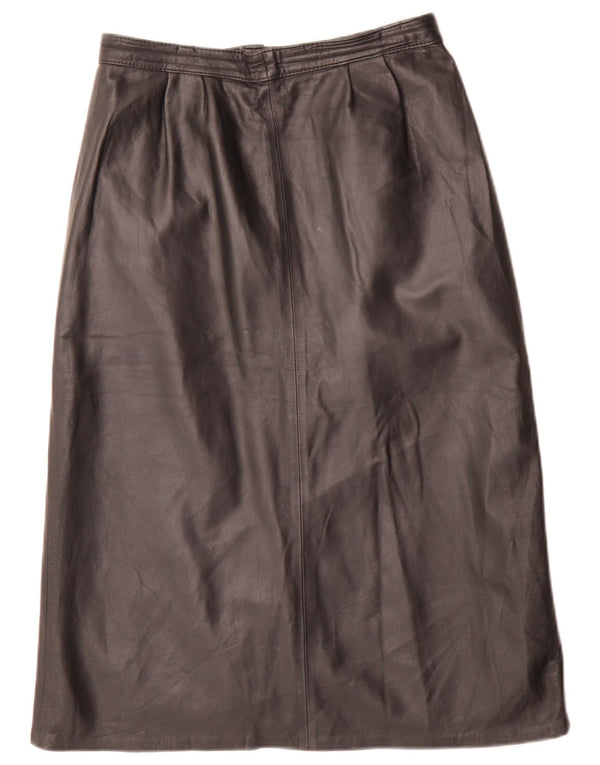 Vintage Womens High Waist Leather Skirt EU 38 Medium W26 Black