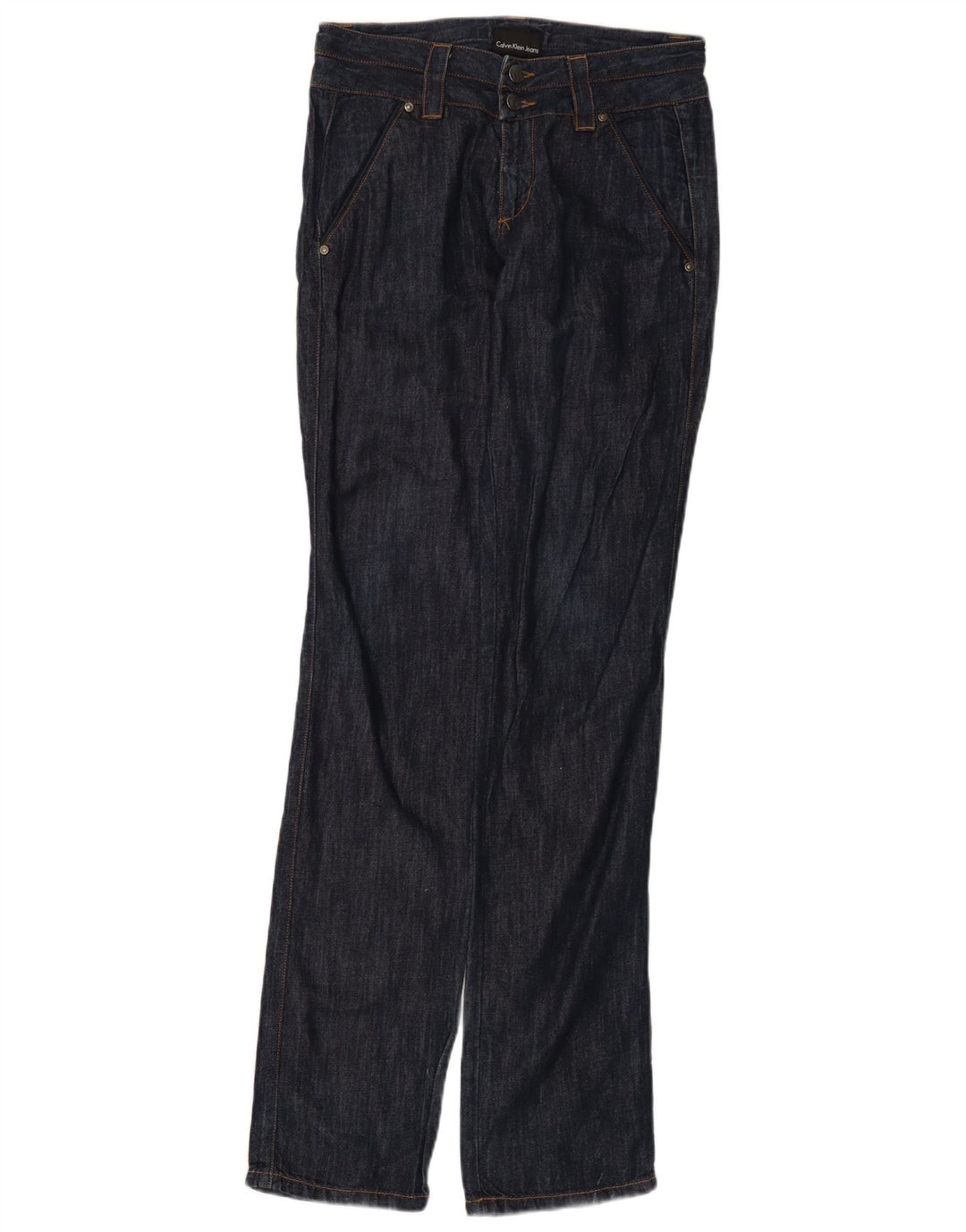 CALVIN KLEIN Ženske ravne traperice W27 L35 tamnoplavi pamuk