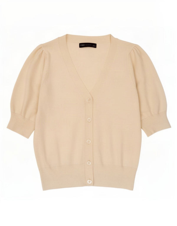 Marks & Spencer ženski kardigan pulover kratkih rukava UK 10 Small Beige