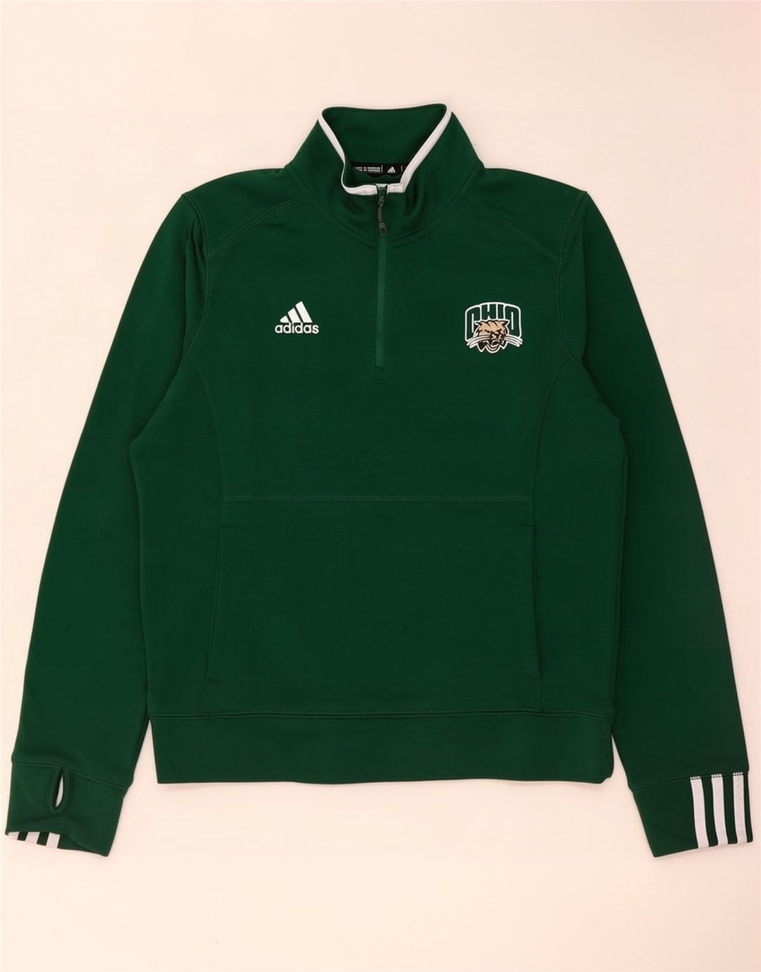Adidas muška majica s izrezom s patentnim zatvaračem srednje zelene boje
