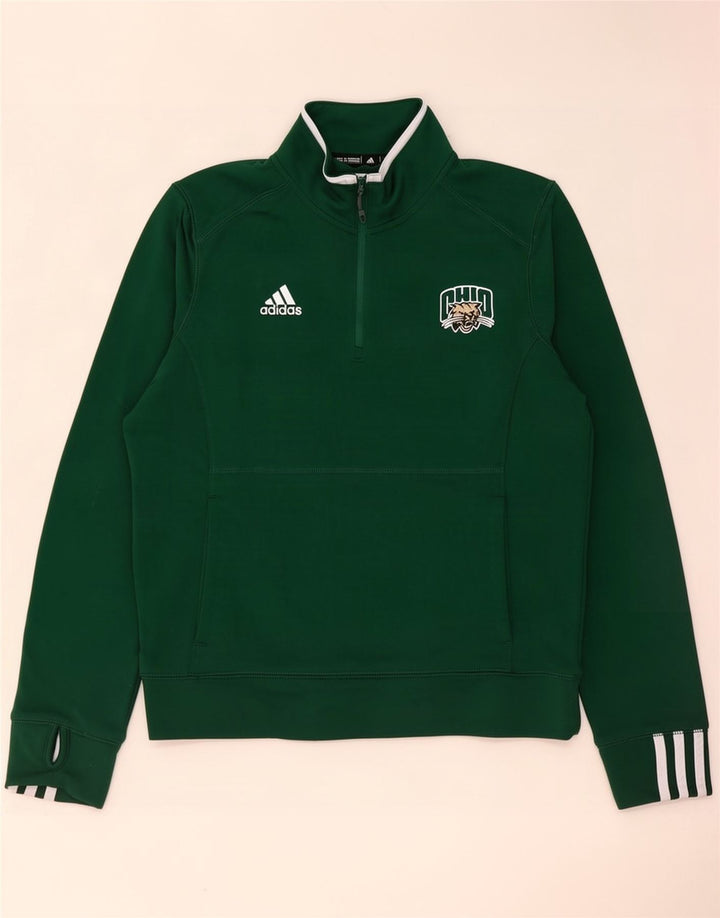 Adidas muška majica s izrezom s patentnim zatvaračem srednje zelene boje