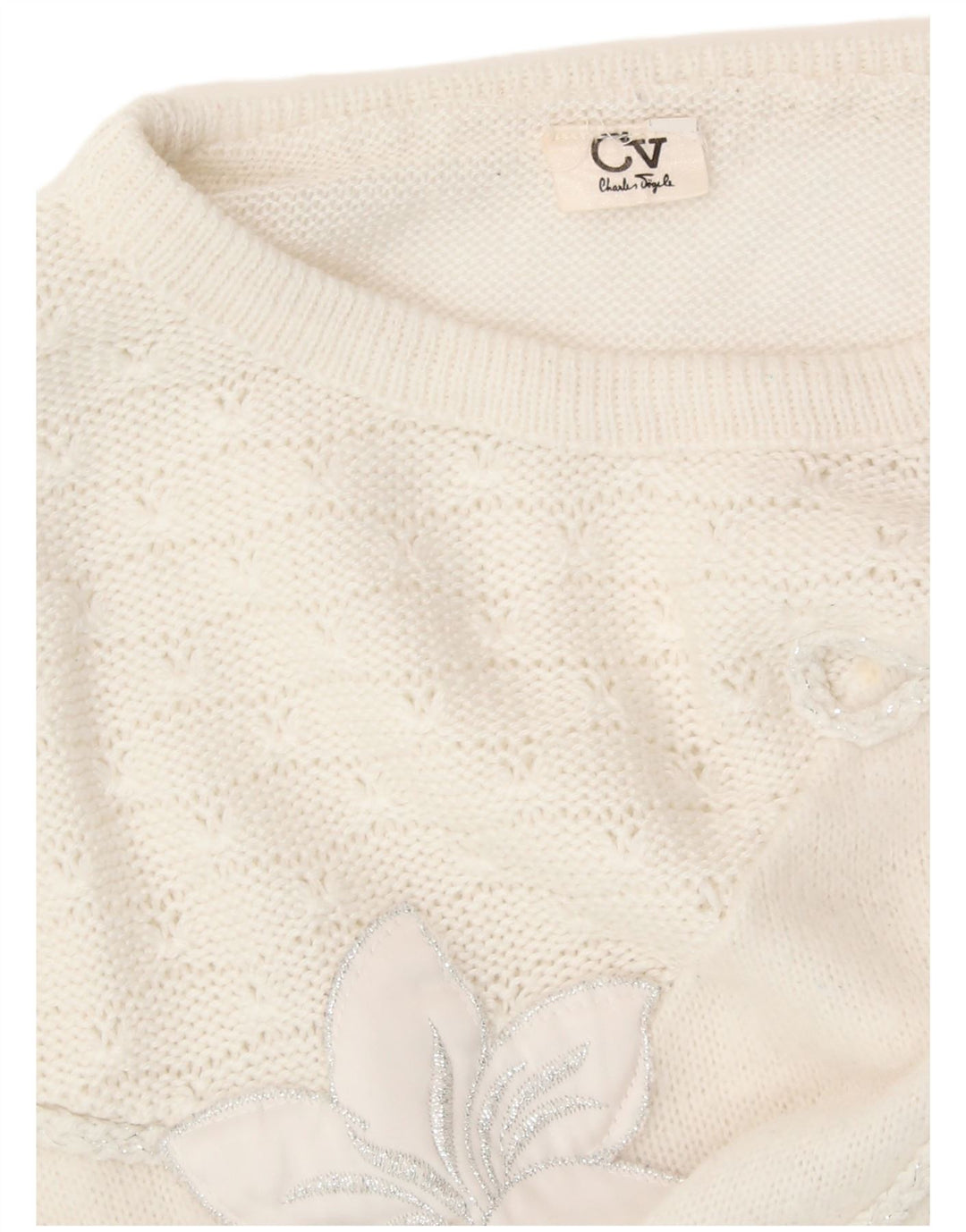 CHARLES VOGELE Ženski džemper s okruglim izrezom UK 18 XL Bijeli cvjetni