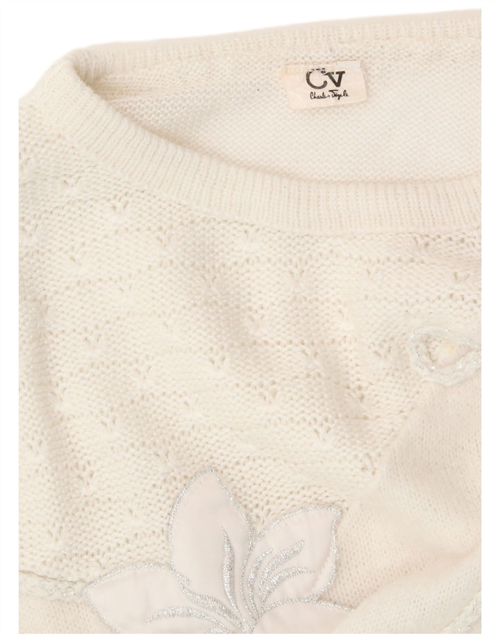 CHARLES VOGELE Ženski džemper s okruglim izrezom UK 18 XL Bijeli cvjetni