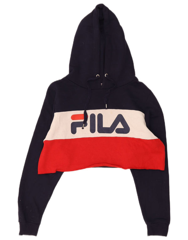 Fila Ženska skraćena majica s kapuljačom s kapuljačom UK 18 XL tamnoplava boja