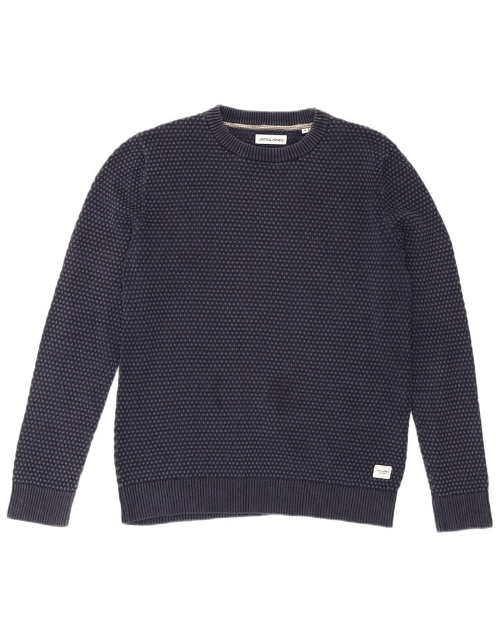 Jack & Jones muški džemper s okruglim izrezom srednje tamnoplave točkice