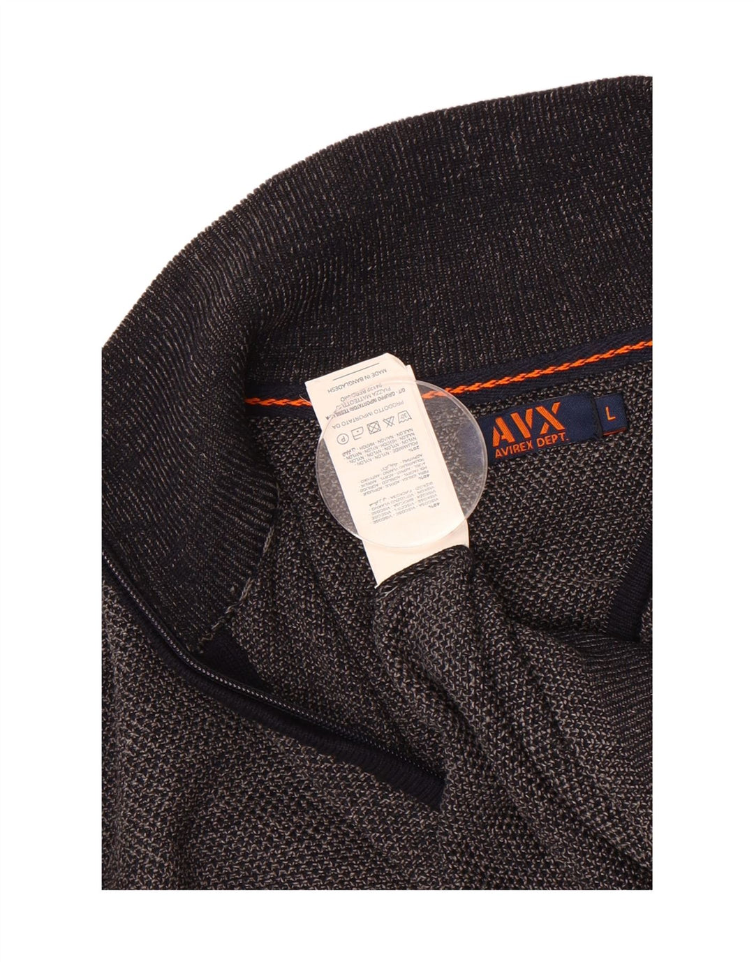 AVIREX Mens Zip Neck Jumper Sweater Large Navy Blue Viscose Vintage Avirex and Second-Hand Avirex from Messina Hembry 