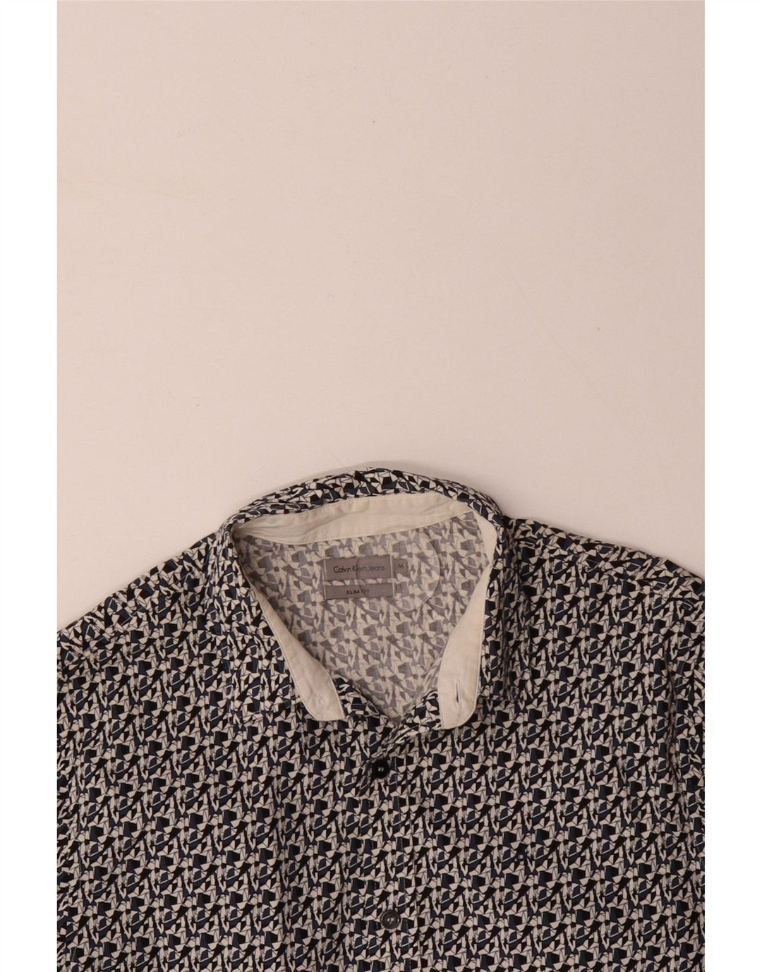 CALVIN KLEIN JEANS Muška uska košulja Srednji crni geometrijski pamuk