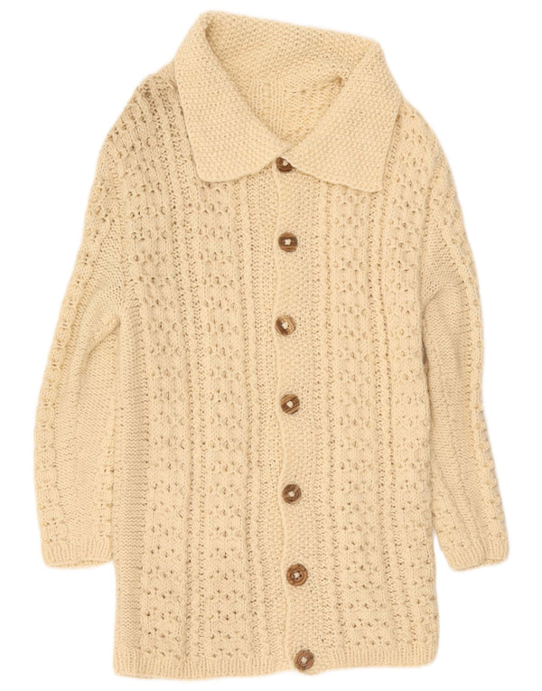 Vintage Womens Longline Cardigan Sweater UK 10 Small Off White