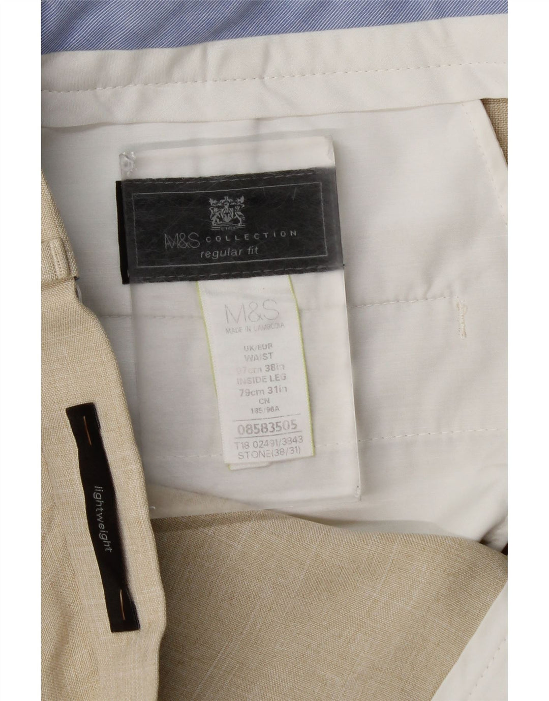 Marks & Spencer muške ravne hlače standardnog kroja W38 L31 bež karirani