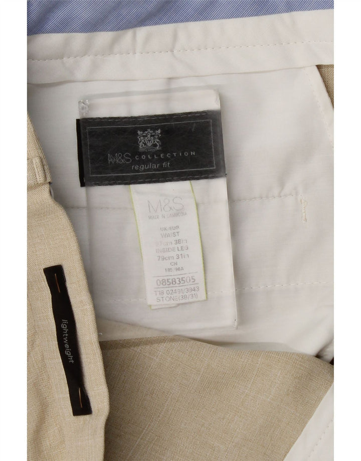 Marks & Spencer muške ravne hlače standardnog kroja W38 L31 bež karirani