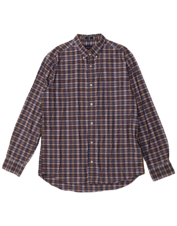 GANT Muška košulja standardnog kroja, veličina 43/44 17 1/2 XL tamnoplavi karirani pamuk