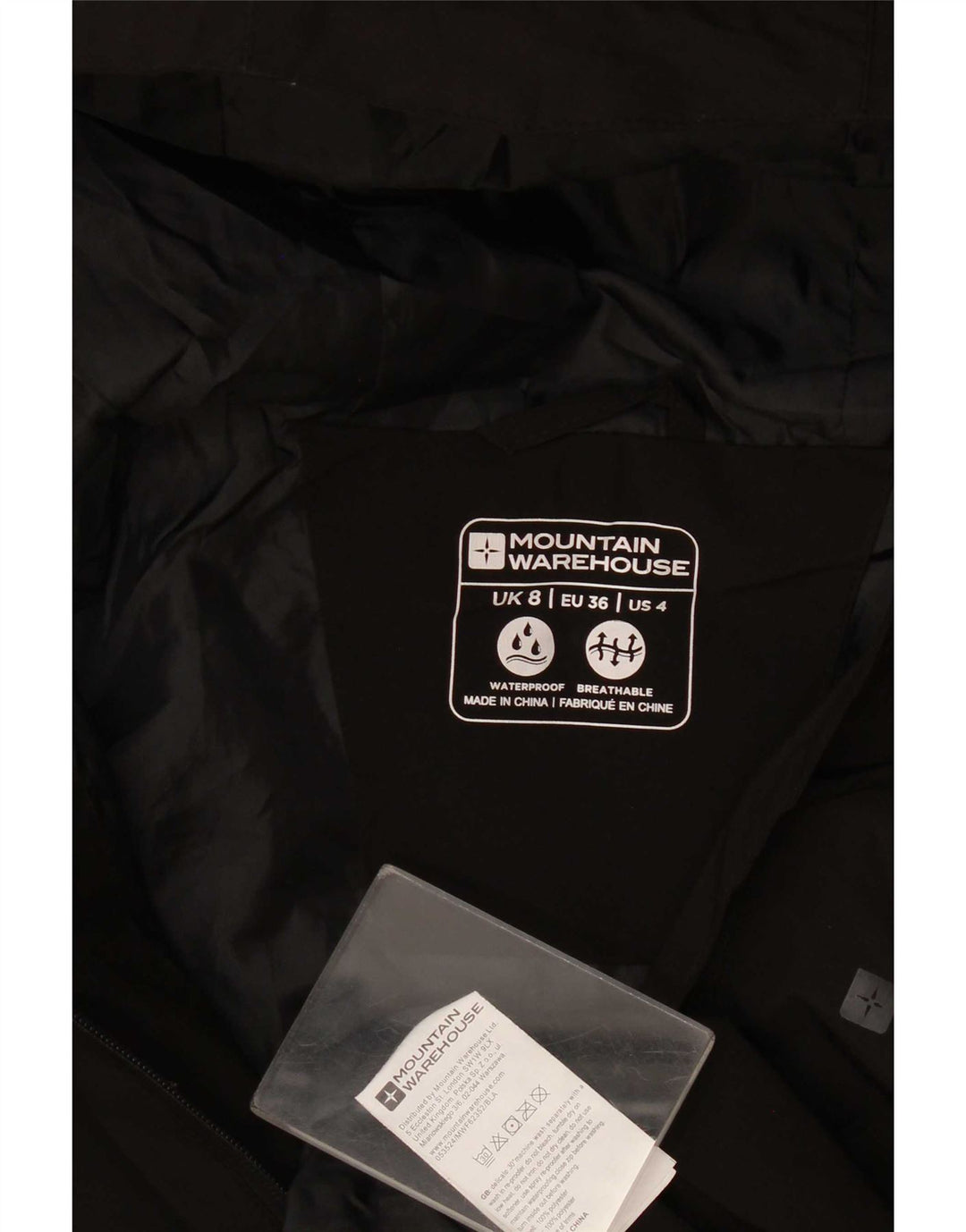 Mountain Warehouse Ženska kišna jakna s kapuljačom UK 8 Mala crna poliester