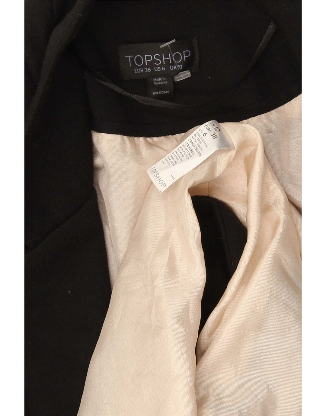 Topshop Ženska otvorena jakna jakna UK 10 Mali crni poliester