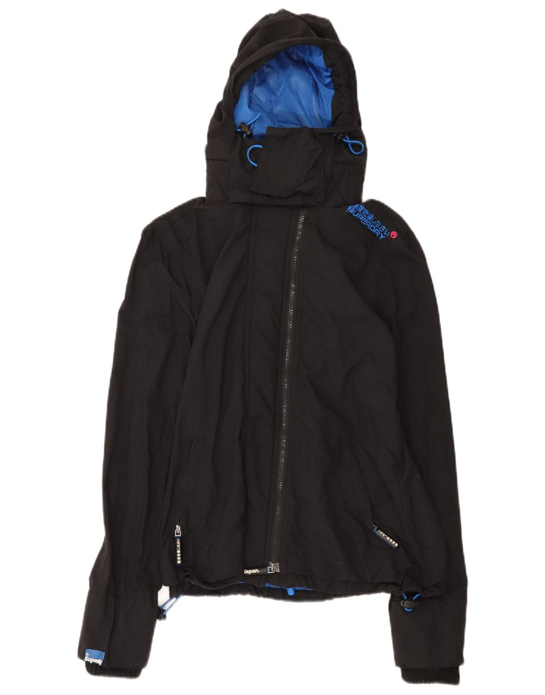 Superdry ženska kišna jakna s kapuljačom UK 14 Srednje crni najlon