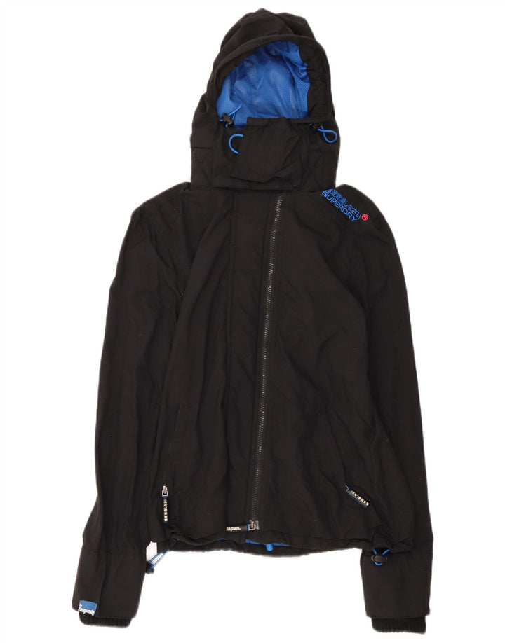 Superdry ženska kišna jakna s kapuljačom UK 14 Srednje crni najlon