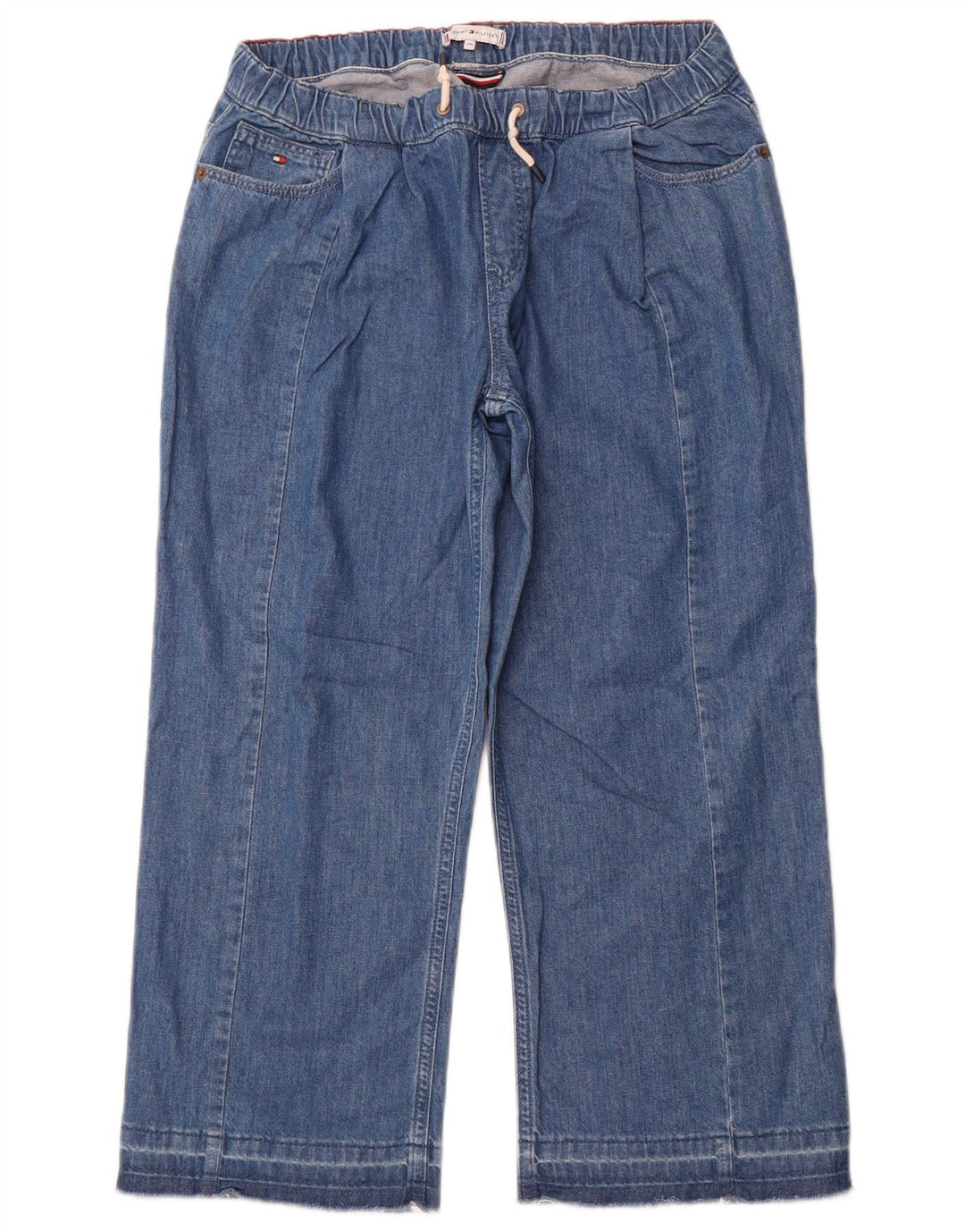 TOMMY HILFIGER Capri traperice širokih nogavica za djevojčice 15-16 godina W28 L23 plavi pamuk