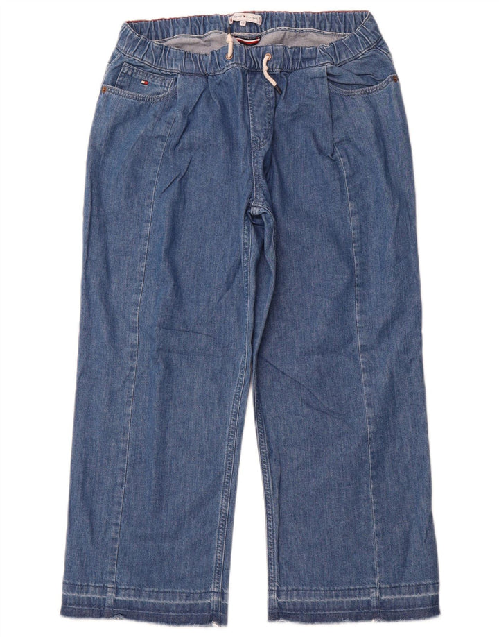 TOMMY HILFIGER Capri traperice širokih nogavica za djevojčice 15-16 godina W28 L23 plavi pamuk