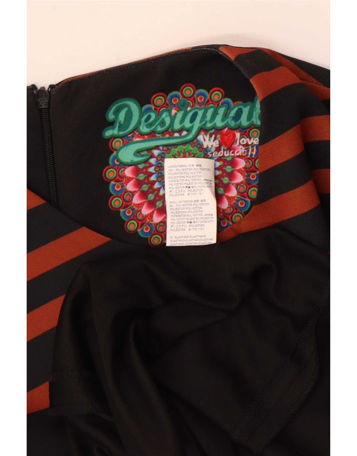 Desigual ženska pomaknuta haljina bez rukava EU 38 srednje crne pruge