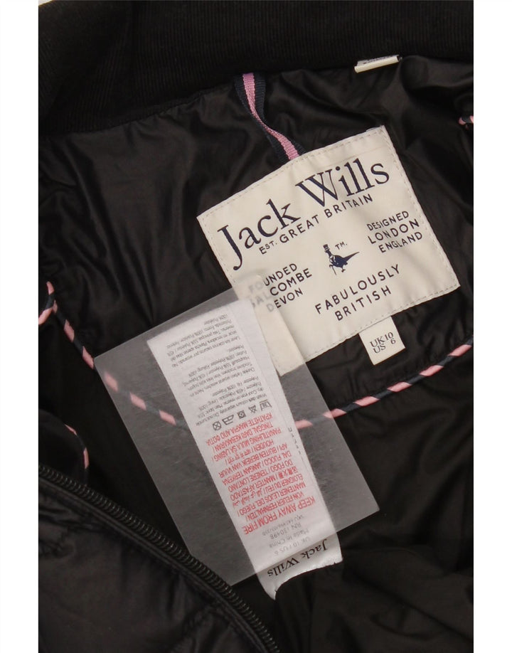 Jack Wills Ženska podstavljena jakna UK 10 Mali crni poliester