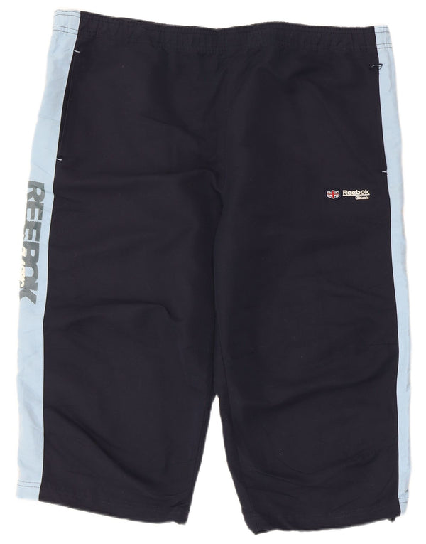 Reebok muške kratke sportske bermuda hlače s grafičkim motivima, velike tamnoplave boje