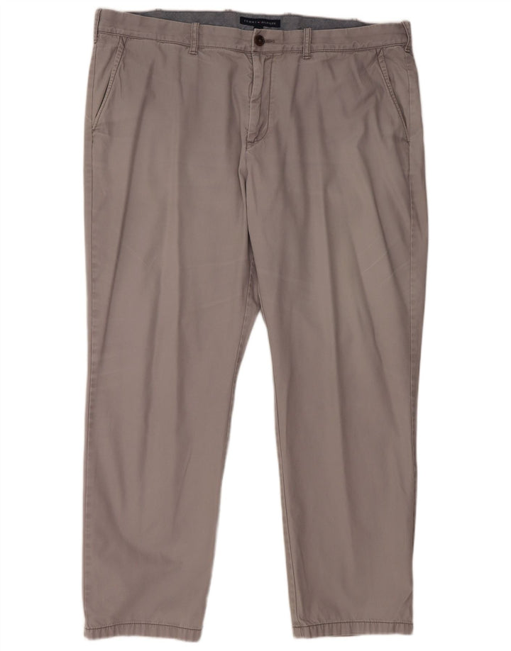 TOMMY HILFIGER Muške ravne chino hlače W42 L32 Sivi pamuk