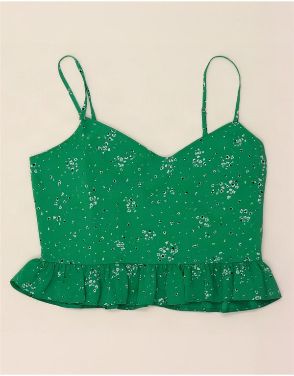 Topshop Ženski Cami Top UK 12 srednje zeleni cvjetni poliester
