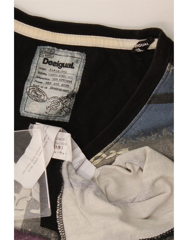 DESIGUAL muška majica kratkih rukava s grafičkim motivima 2XL, sivi pamuk u blokovima boja