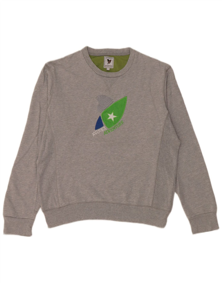 Veliki sivi pamuk Avirex Graphic Regular Fit Sweatshirt džemper