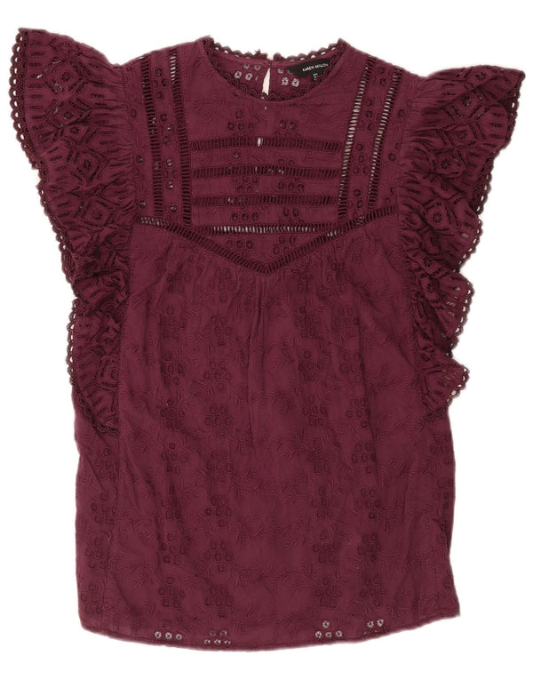 Top ženske bluze Karen Millen UK 8 Mali bordo cvjetni pamuk