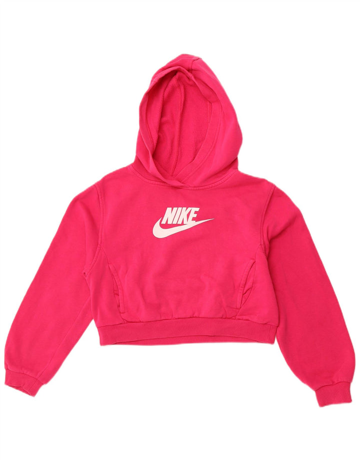 NIKE Girls Crop Graphic Majica s kapuljačom 12-13 Years Large Pink Pamuk