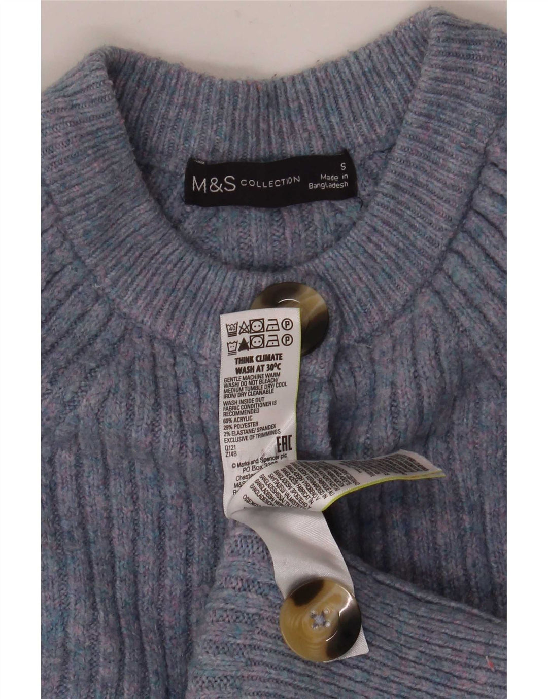 Marks & Spencer ženski kratki kardigan pulover UK 10 Small Blue