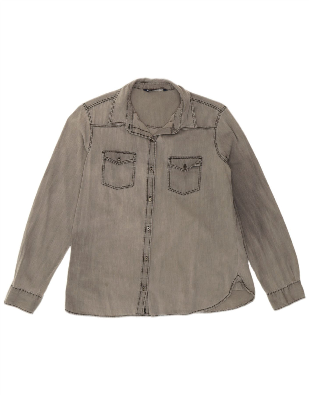 ZARA Womens Denim Shirt UK 16 Large Grey