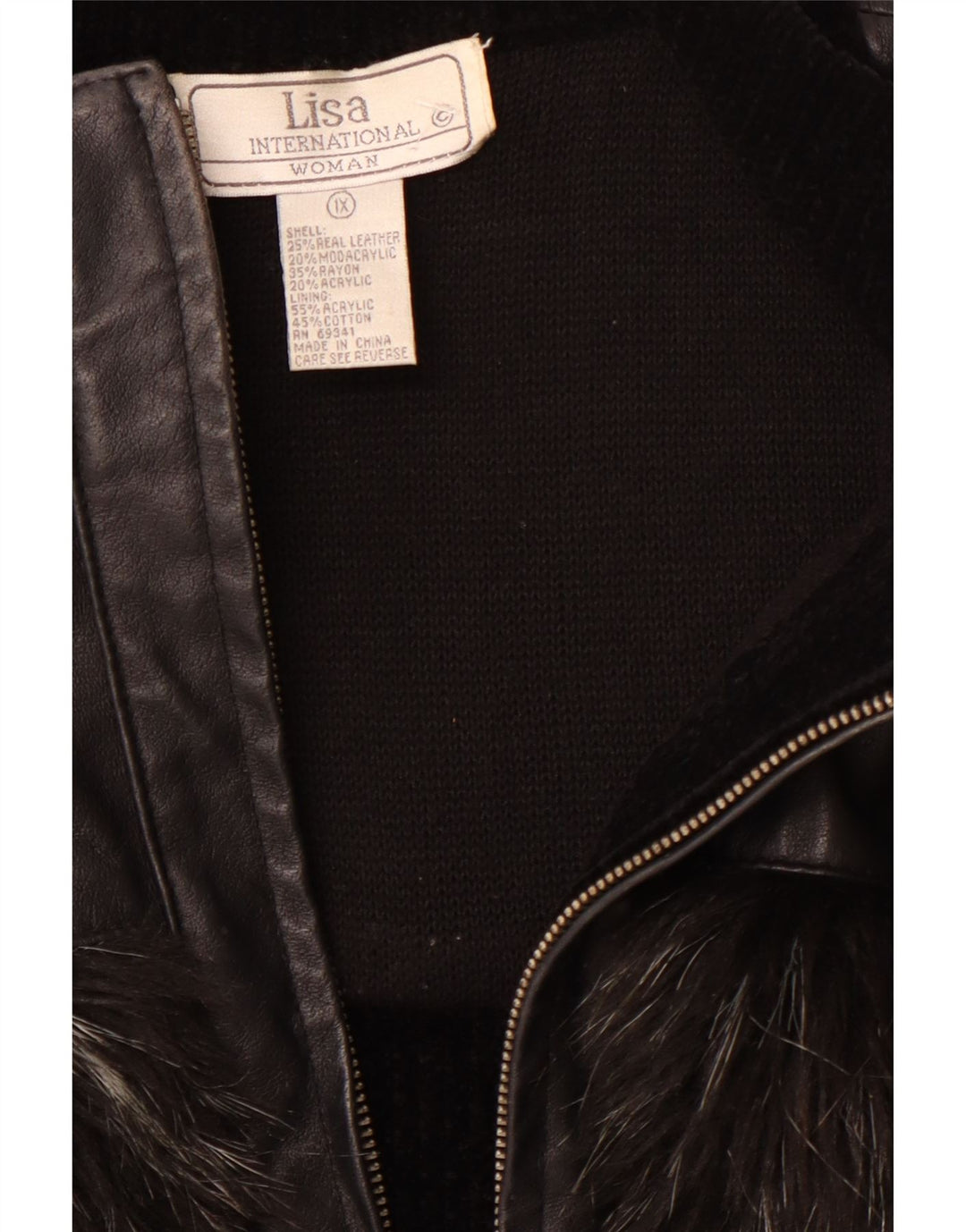 VINTAGE ženska kožna jakna UK 18 XL crna koža