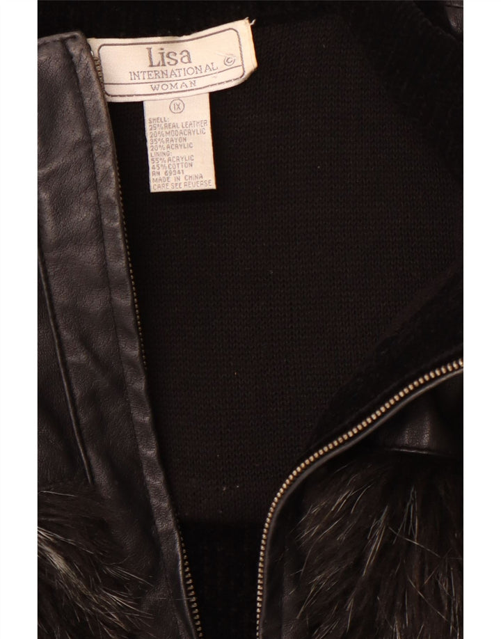 VINTAGE ženska kožna jakna UK 18 XL crna koža