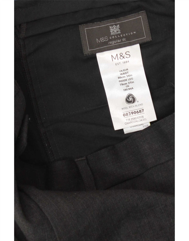 Marks & Spencer muške hlače standardnog kroja W34 L31 Siva vuna