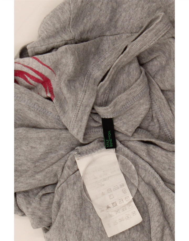 BENETTON Ženska majica dugih rukava s grafikama UK 16 Veliki sivi flekasti pamuk