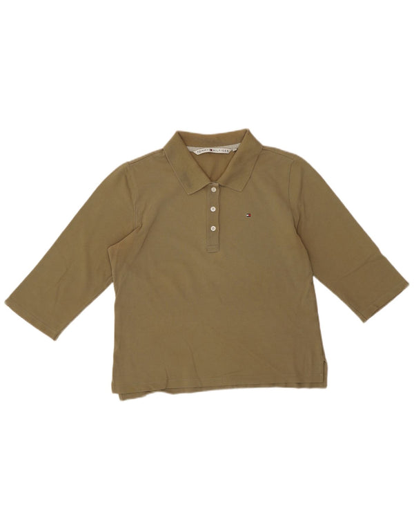 Tommy Hilfiger ženska polo majica s 3/4 rukavima UK 14 veliki kaki pamuk