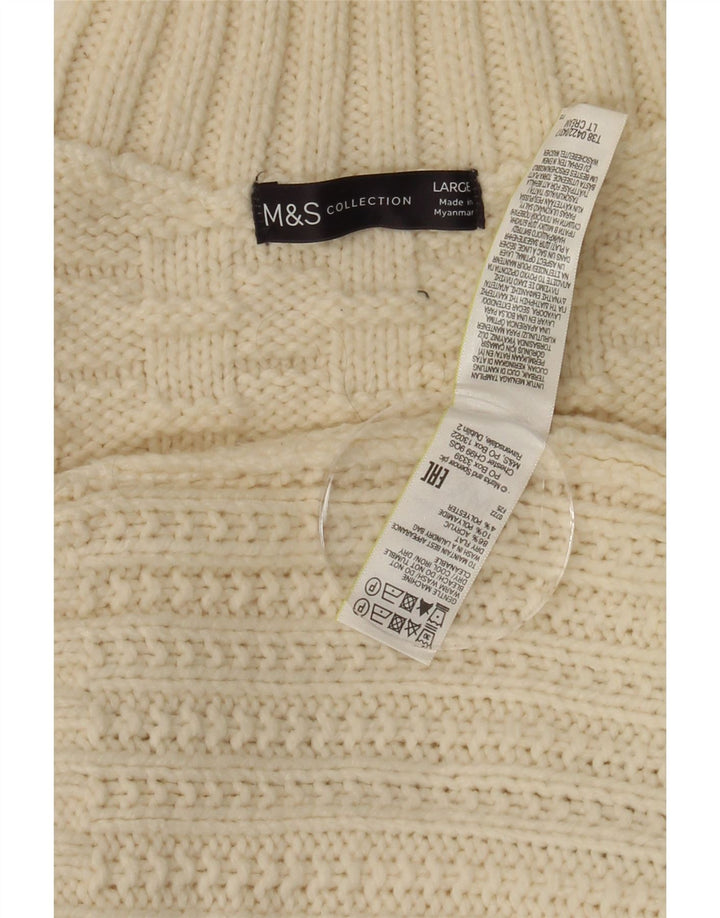 MARKS & SPENCER Womens Turtle Neck Jumper Sweater UK 16 Large Off White Vintage Marks & Spencer and Second-Hand Marks & Spencer from Messina Hembry 