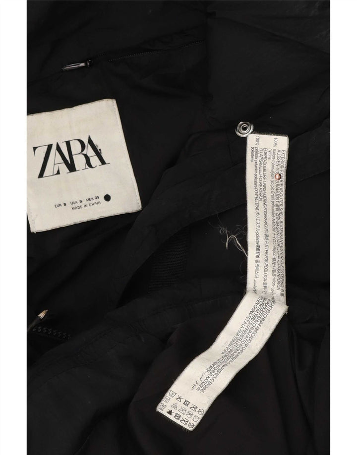 Zara ženska prevelika podstavljena jakna UK 10, mali crni poliester