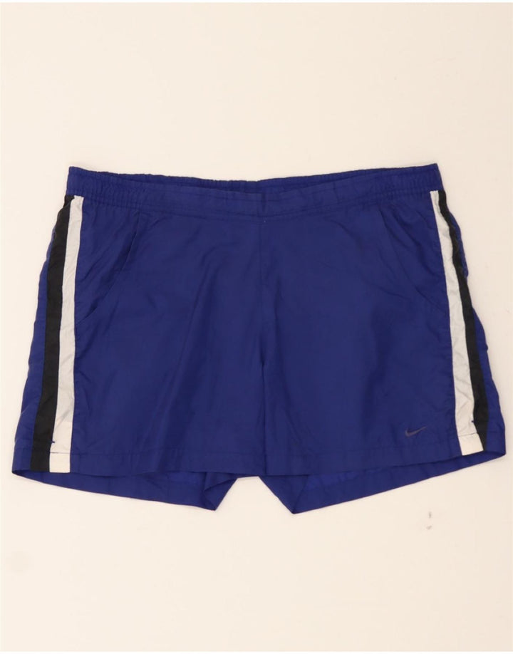 ADIDAS Womens Sport Shorts US 8/10 Medium Blue Colourblock Polyester Vintage Adidas and Second-Hand Adidas from Messina Hembry 