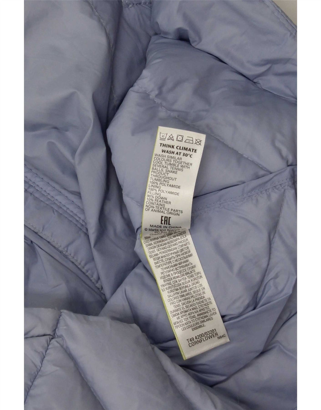Marks & Spencer ženska podstavljena jakna UK 12 srednje plavi poliamid