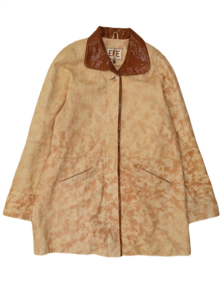 Vintage ženski preveliki kožni kaput EU 40 Srednje bež Tie Dye koža