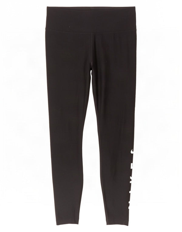 Nike Ženske Dri Fit Graphic Leggings UK 14 Srednje crni poliester