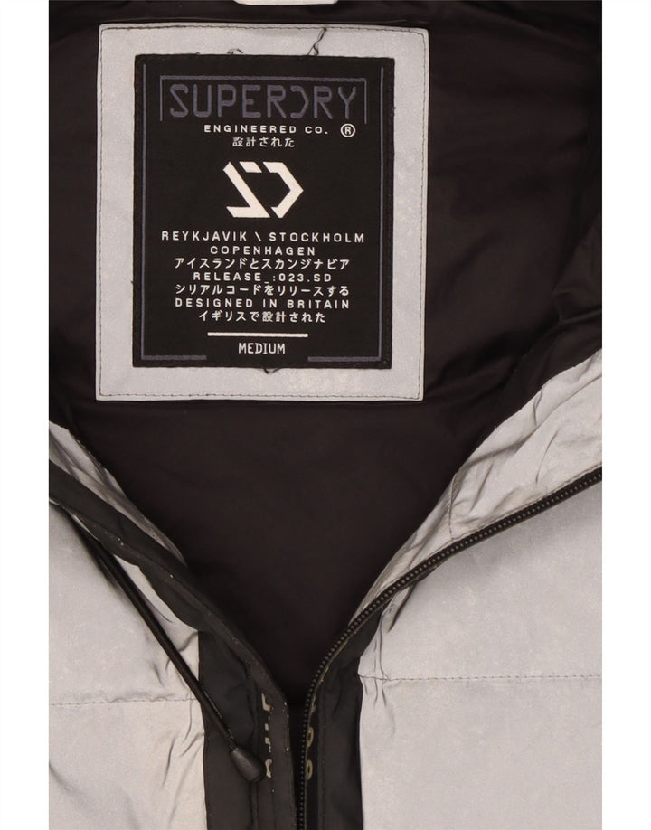 Superdry muška grafička podstavljena jakna s kapuljačom UK 38 srednje srebrne boje