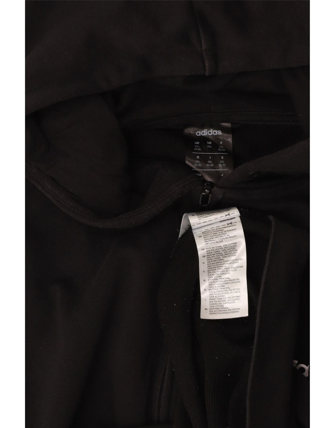 ADIDAS ženski prekomjerni pulover s kapuljačom na patentni zatvarač UK 24/26 2XL crni pamuk