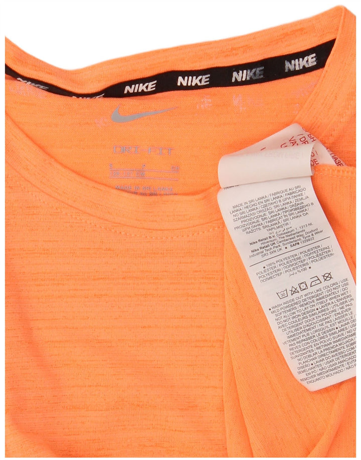 Nike Boys Dri Fit T-Shirt Top 8-9 Years Mali Narančasti Prugasti Poliester