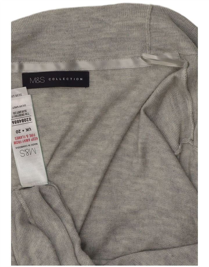 MARKS & SPENCER Ženski otvoreni kardigan pulover UK 20 2XL Sivi flekasti