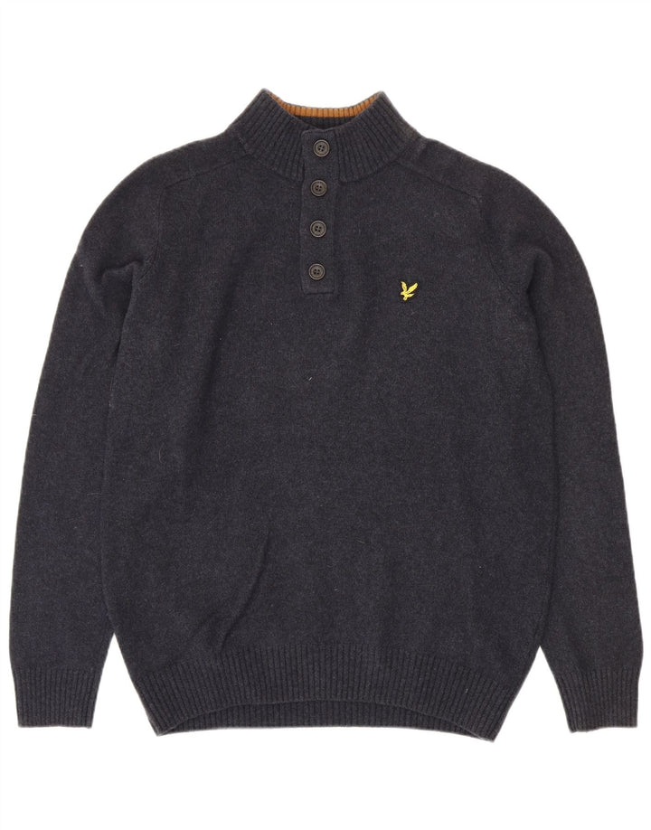 Lyle & Scott muški džemper s dugmadima i ovratnikom Veliki tamnoplavi janjeći džemper