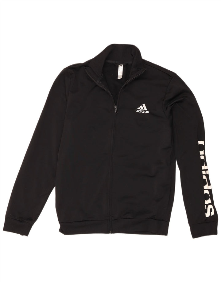 Adidas muška trenirka s grafičkim motivima, gornja jakna UK 38/40, srednji crni poliester