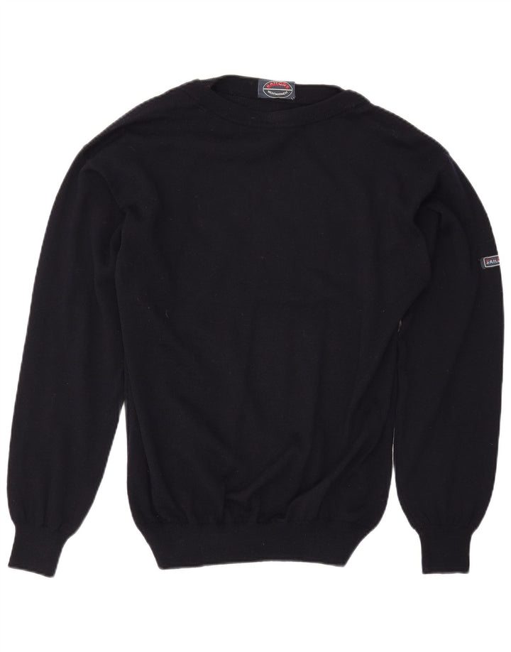 VINTAGE muški džemper s veznim izrezom srednje tamnoplave boje